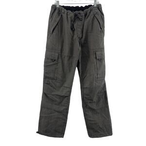 Bonprix Women's Gray/Tan Plaid Drawstring Cargo Pants Size 52
